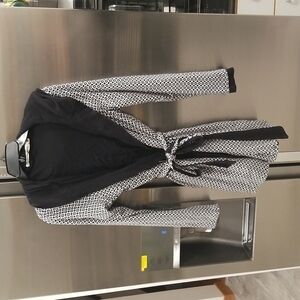 💕MICHAEL STARS💕 Reversible Bath Robe ~ Black & White Geometric Print Medium